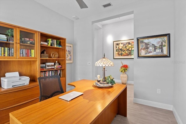 3605 Wild Blossom Pl, Parrish, FL 34219 - office space with ceiling fan and light wood-style floors