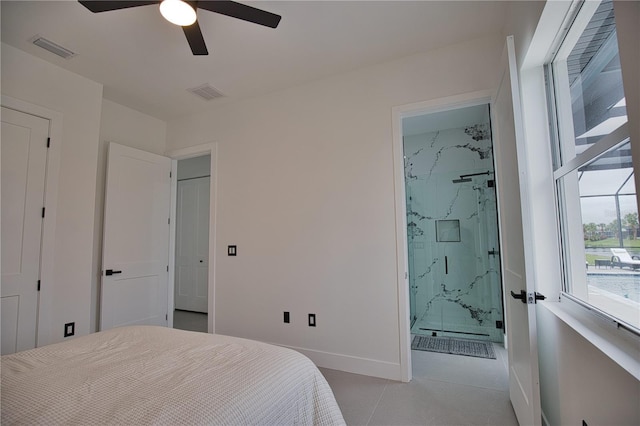 266 W Pine Valley Ln, Rotonda West, FL 33947 - bedroom featuring connected bathroom and a ceiling fan