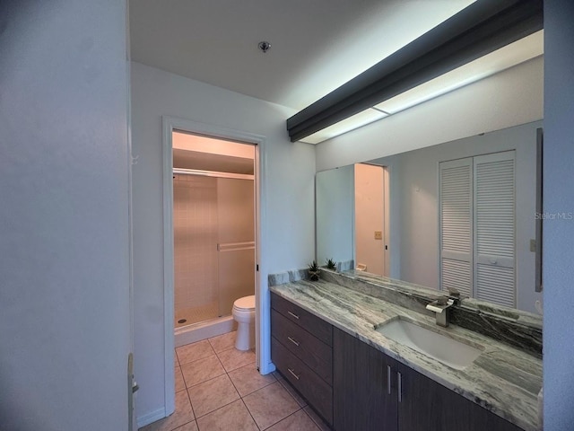 7301 29th Avenue Dr W Unit 310, Bradenton, FL 34209 - full bath featuring vanity, a closet, a stall shower, and tile patterned flooring