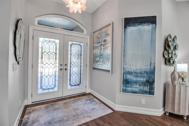 462 E Macewen Dr, Osprey, FL 34229 - entrance foyer featuring dark wood-style floors and french doors