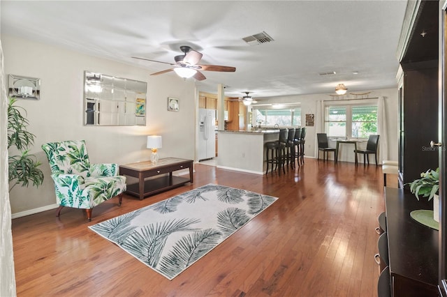 8606 Gold Pine Dr, Port Richey, FL 34668 - living room featuring a ceiling fan and wood finished floors