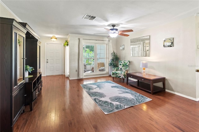 8606 Gold Pine Dr, Port Richey, FL 34668 - foyer with a ceiling fan and hardwood / wood-style flooring