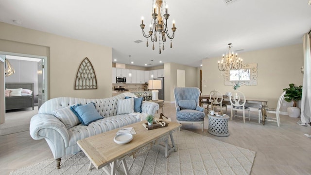 15992 Honey Suckle St, Port Charlotte, FL 33953 - living area featuring a chandelier and light tile patterned floors