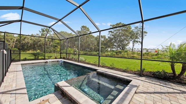 15992 Honey Suckle St, Port Charlotte, FL 33953 - view of pool with a pool with connected hot tub and glass enclosure