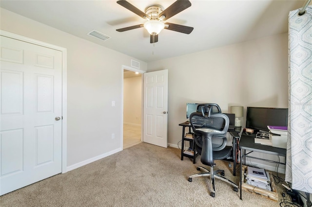 24748 Rio Villa Lakes Cir, Punta Gorda, FL 33950 - carpeted office space with a ceiling fan and baseboards