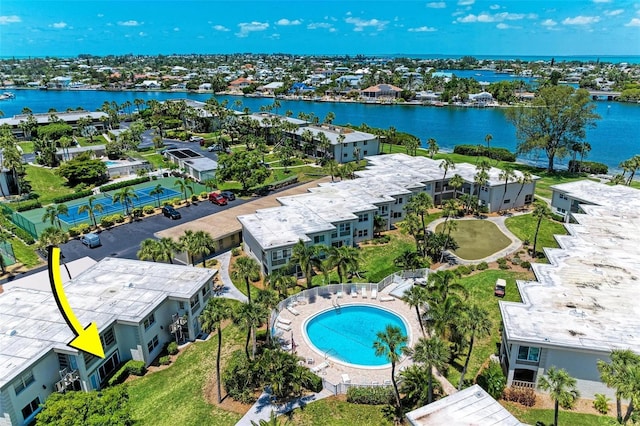6300 Flotilla Dr Unit 71, Holmes Beach, FL 34217 - aerial view of a large body of water and a pool area