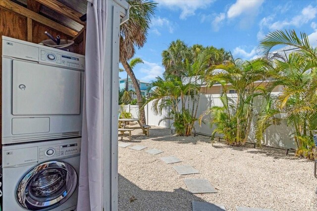 201 75th St Unit A, Holmes Beach, FL 34217 - laundry area with estacked washer and dryer