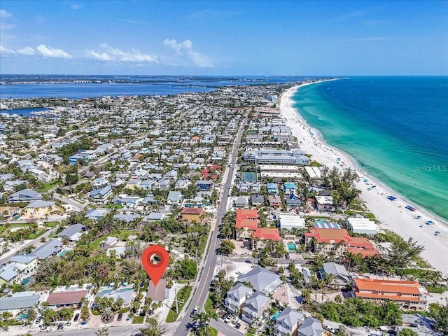 201 75th St Unit A, Holmes Beach, FL 34217 - aerial perspective of suburban area featuring waterfront with a beach