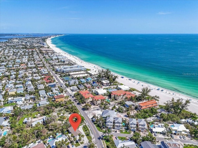 201 75th St Unit A, Holmes Beach, FL 34217 - aerial view of property and surrounding area featuring expansive coastline and nearby suburban area