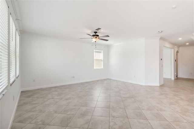 9629 Ivory Dr, Ruskin, FL 33573 - unfurnished room featuring a ceiling fan, light tile patterned flooring, and recessed lighting