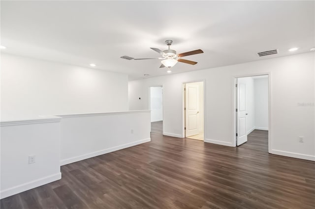 9629 Ivory Dr, Ruskin, FL 33573 - empty room with recessed lighting, dark wood-type flooring, and ceiling fan