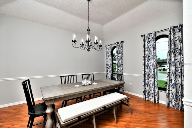 355 Trieste Dr, Punta Gorda, FL 33950 - dining area featuring a chandelier, wood finished floors, and a textured ceiling