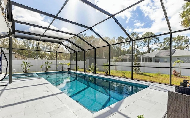 6 Pine Bluff Ln, Palm Coast, FL 32164 - view of pool with a patio area, a fenced backyard, and glass enclosure