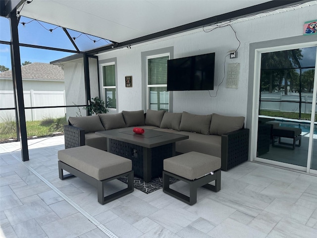 6 Pine Bluff Ln, Palm Coast, FL 32164 - view of patio / terrace with outdoor lounge area, glass enclosure, and an outdoor pool