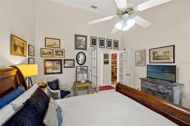4509 Park Lake Ter N Unit 4509, Bradenton, FL 34209 - bedroom with french doors and ceiling fan