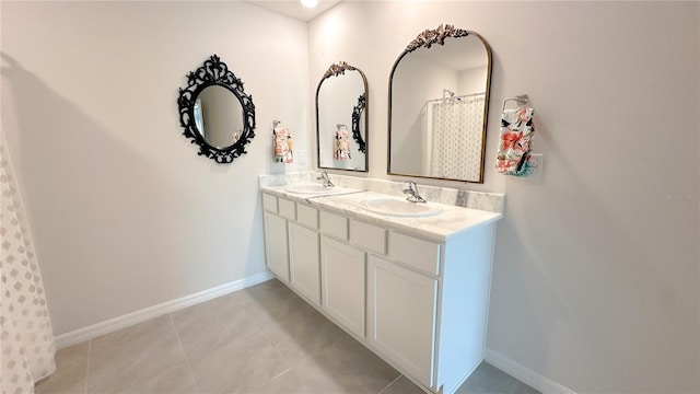 12293 Mountain Island Trl, Parrish, FL 34219 - full bathroom with double vanity and tile patterned flooring