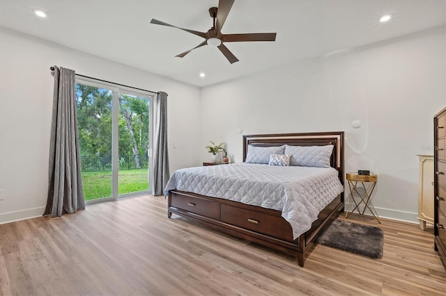 5318 124th Ave E, Parrish, FL 34219 - bedroom with light wood finished floors, recessed lighting, and ceiling fan