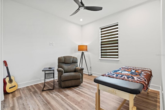 5318 124th Ave E, Parrish, FL 34219 - living area featuring a ceiling fan, wood finished floors, and recessed lighting