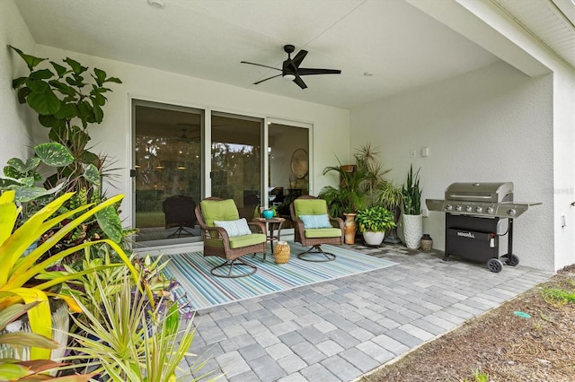 5318 124th Ave E, Parrish, FL 34219 - view of patio / terrace featuring ceiling fan and grilling area