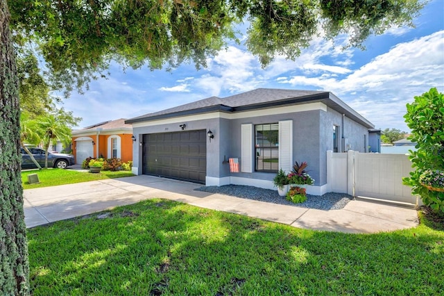 2419 29th Ave E, Palmetto, FL 34221 - view of front of house with stucco siding, an attached garage, and driveway