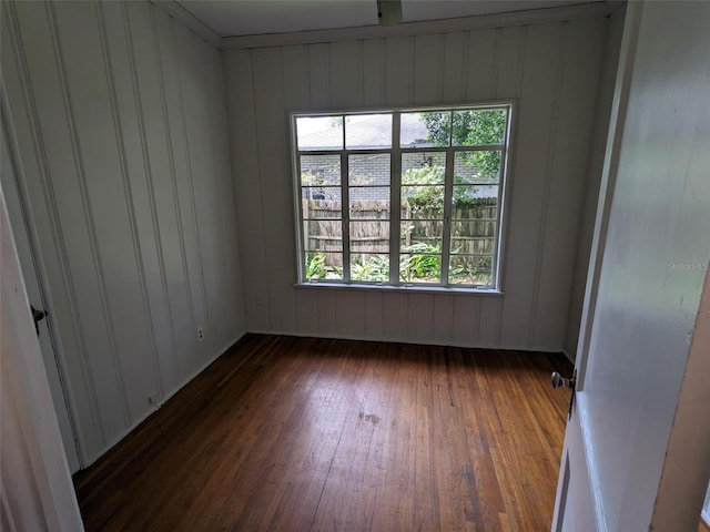 spare room featuring dark wood-type flooring