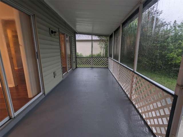 view of unfurnished sunroom