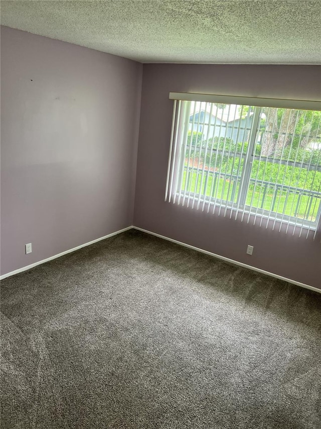 carpeted spare room with a textured ceiling