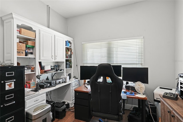 office featuring dark wood-type flooring