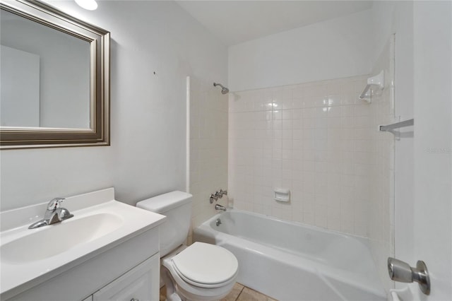 full bathroom with tile patterned flooring, vanity, toilet, and bathtub / shower combination