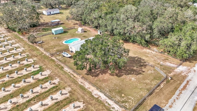 aerial view featuring a rural view