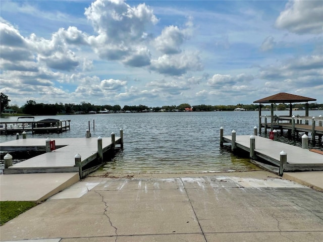 view of dock featuring a water view