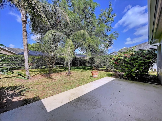view of yard with a patio area and fence