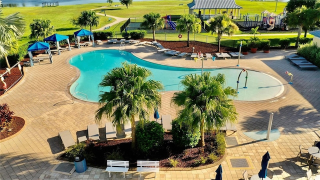 3804 Perugia Ave, Sebring, FL 33872 - community pool with a gazebo, a patio, and fence