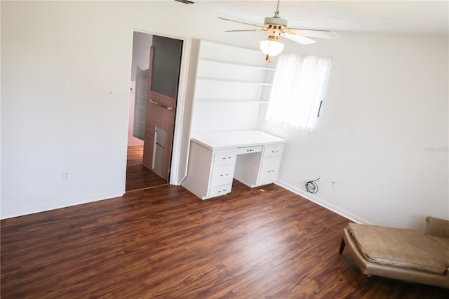 733 Oleander Dr SE, Winter Haven, FL 33880 - unfurnished office with a ceiling fan and dark wood-type flooring