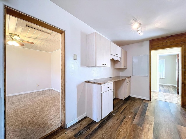 1711 Estes Rd, Bartow, FL 33830 - kitchen with dark wood-type flooring and a ceiling fan