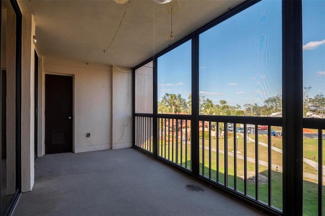 view of unfurnished sunroom