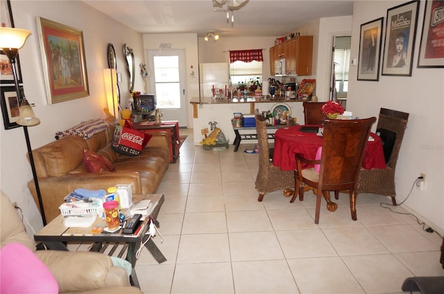 view of tiled living room