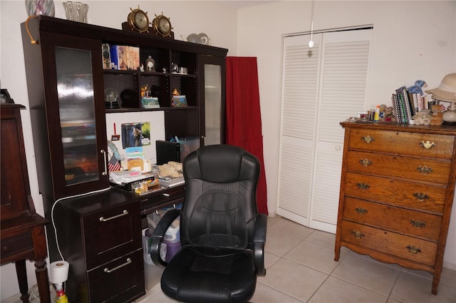 view of tiled home office