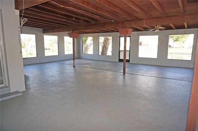 garage with ceiling fan