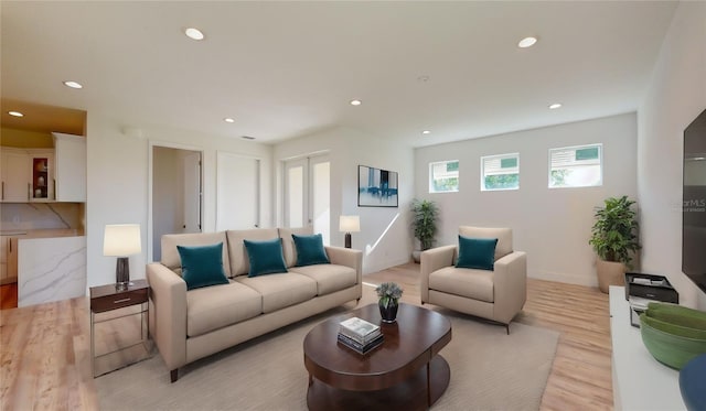 living room featuring light hardwood / wood-style flooring