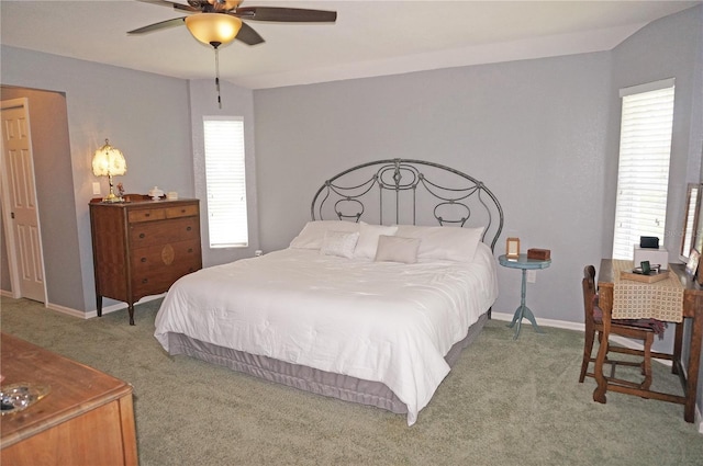 bedroom with carpet floors and ceiling fan