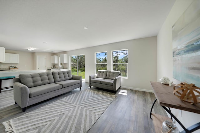 living room with light hardwood / wood-style floors