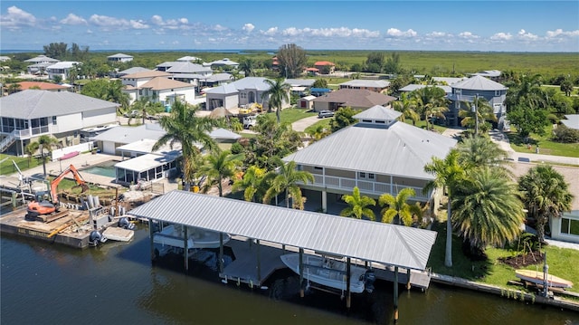 bird's eye view featuring a water view