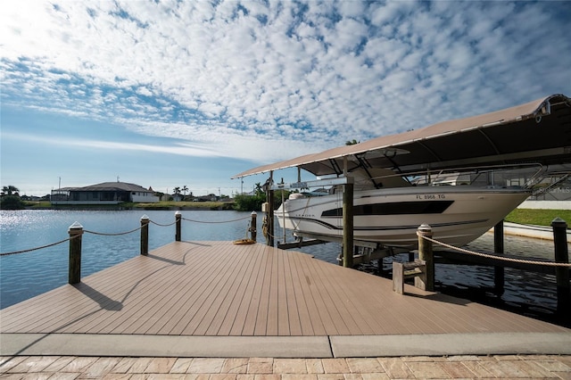 view of dock featuring a water view