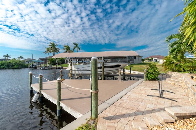 dock area featuring a water view