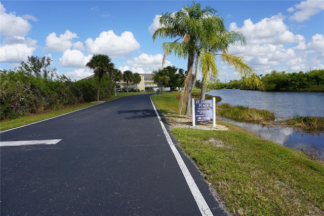 view of road featuring a water view