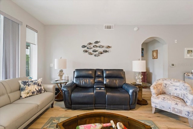 living room featuring hardwood / wood-style flooring