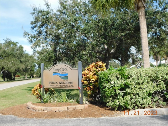 view of community sign