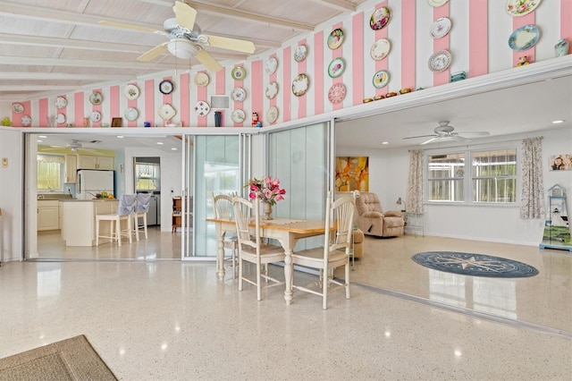 dining room with ceiling fan