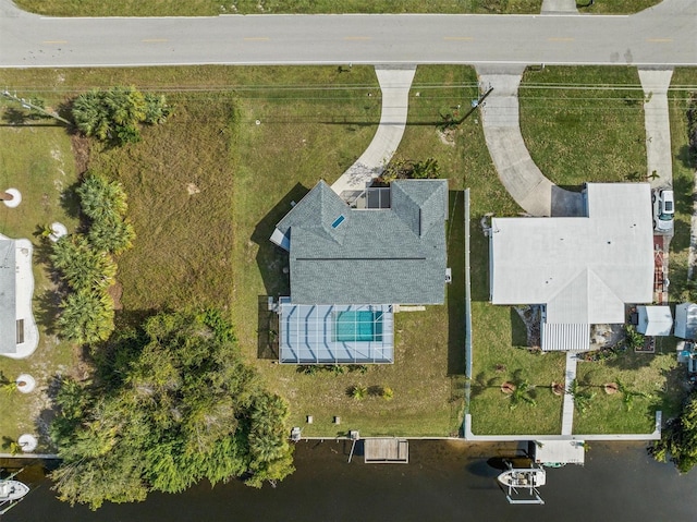 bird's eye view featuring a water view